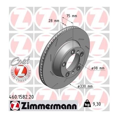 Zimmermann Rear Brake Rotor, 460158220 460158220